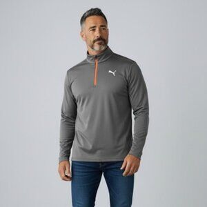 NWT Puma Core Long Sleeve Half Zip Pullover Dark Shadow/Flame Size S
